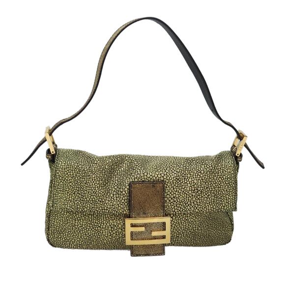FENDI Mamma Baguette Shoulder Bag Canvas Gold Tone 40883613 - Picture 1 of 13